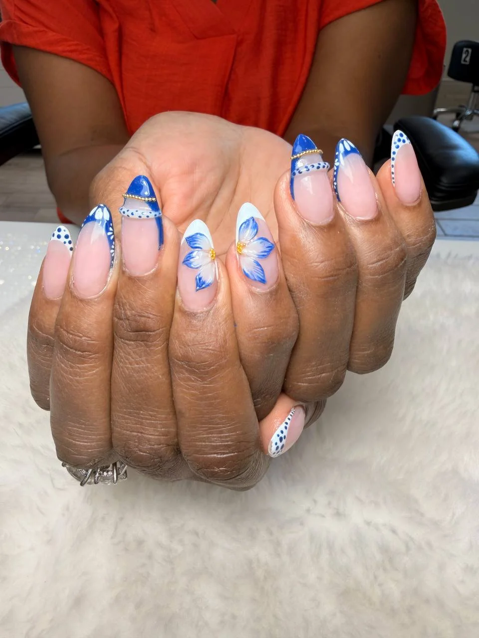 Blue butterfly manicure